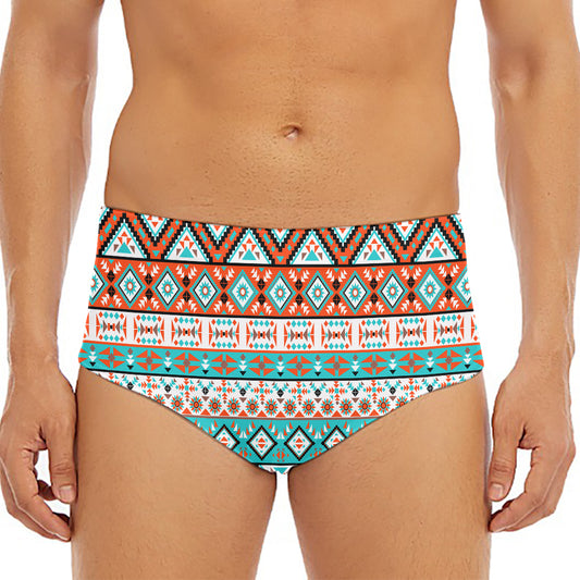 Navajo Geometric Pattern Print Men's Triangle Swim Briefs