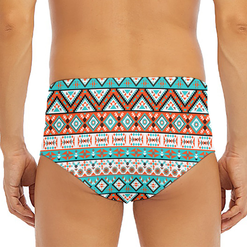 Navajo Geometric Pattern Print Men's Triangle Swim Briefs