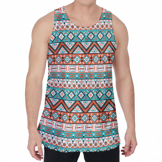 Navajo Geometric Pattern Print Men's Velvet Tank Top