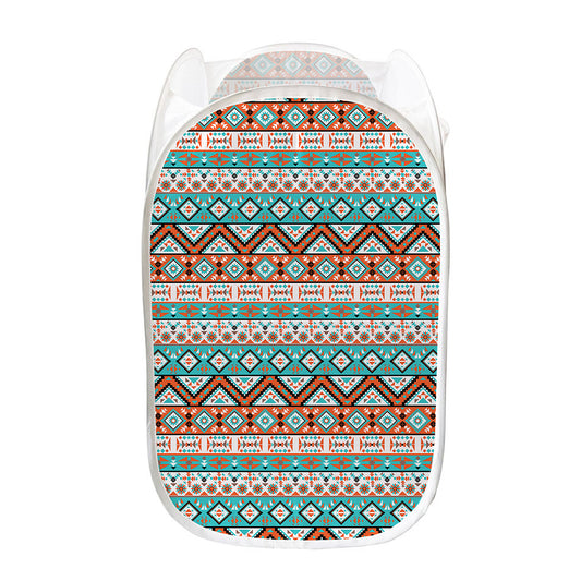 Navajo Geometric Pattern Print Mesh Laundry Hamper