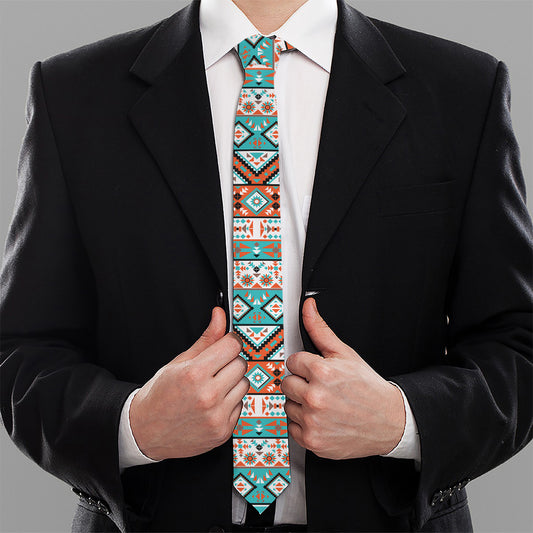 Navajo Geometric Pattern Print Necktie