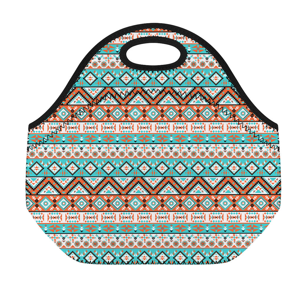 Navajo Geometric Pattern Print Neoprene Lunch Bag