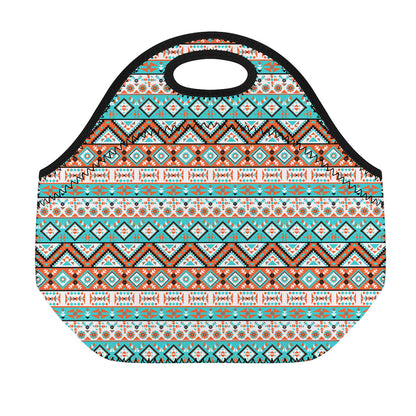Navajo Geometric Pattern Print Neoprene Lunch Bag