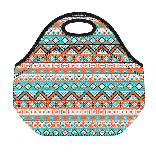 Navajo Geometric Pattern Print Neoprene Lunch Bag