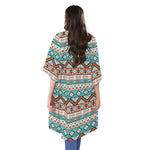 Navajo Geometric Pattern Print Open Front Beach Cover Up