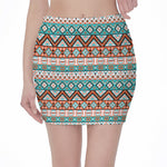 Navajo Geometric Pattern Print Pencil Mini Skirt
