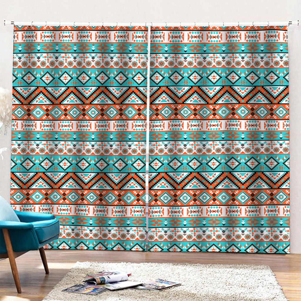 Navajo Geometric Pattern Print Pencil Pleat Curtains