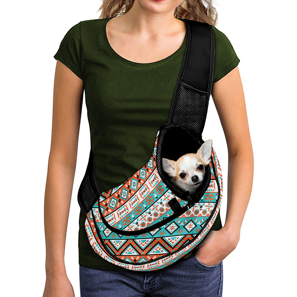 Navajo Geometric Pattern Print Pet Sling Carrier