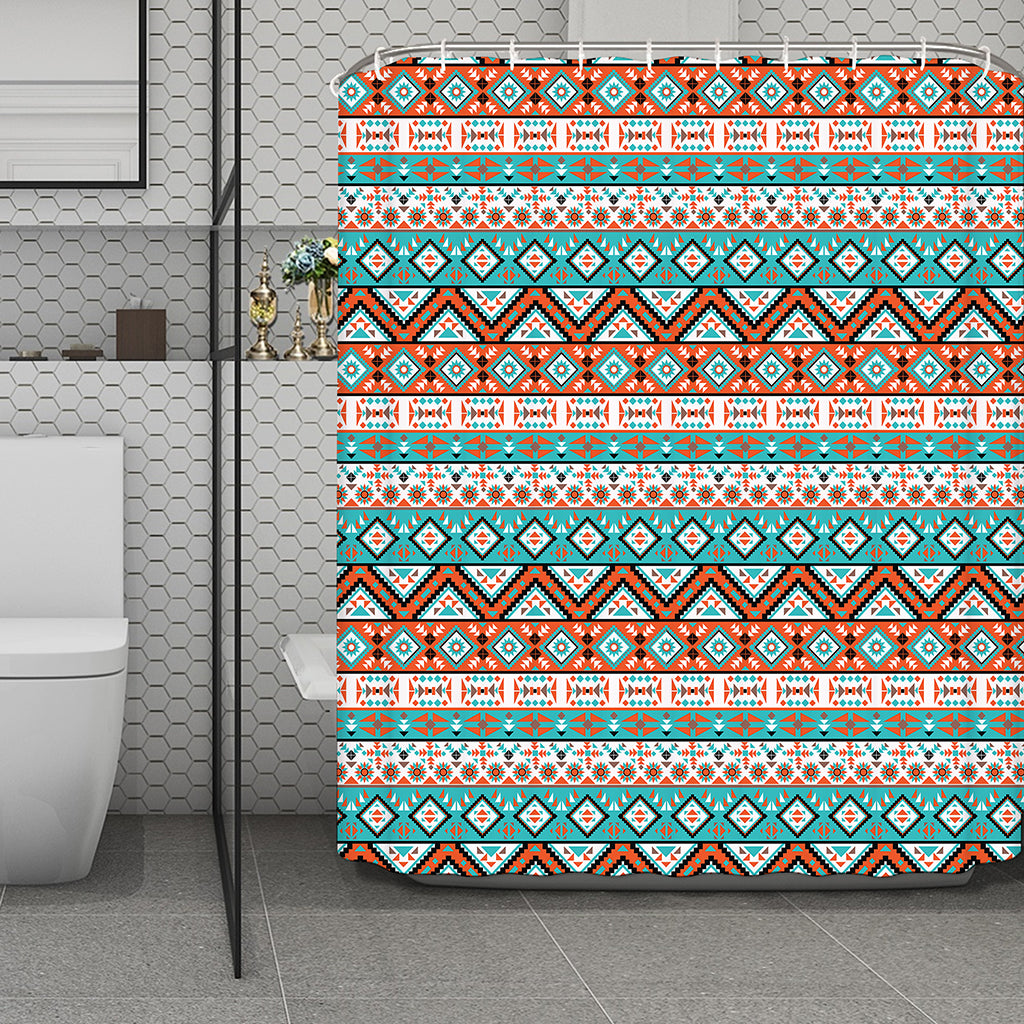 Navajo Geometric Pattern Print Polyester Shower Curtain