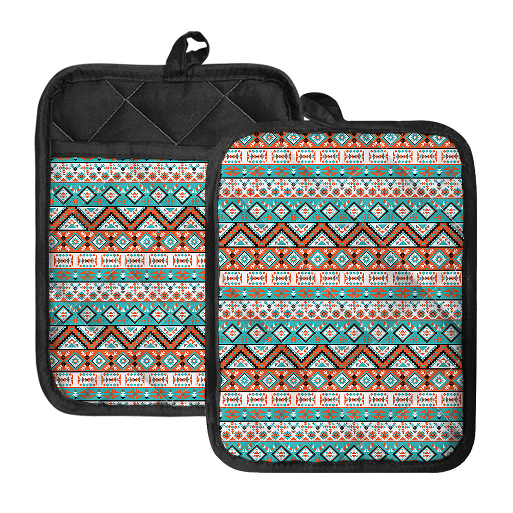 Navajo Geometric Pattern Print Pot Holders With Pocket