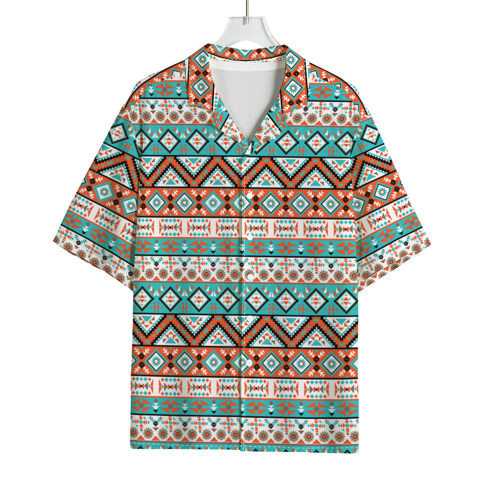 Navajo Geometric Pattern Print Rayon Hawaiian Shirt