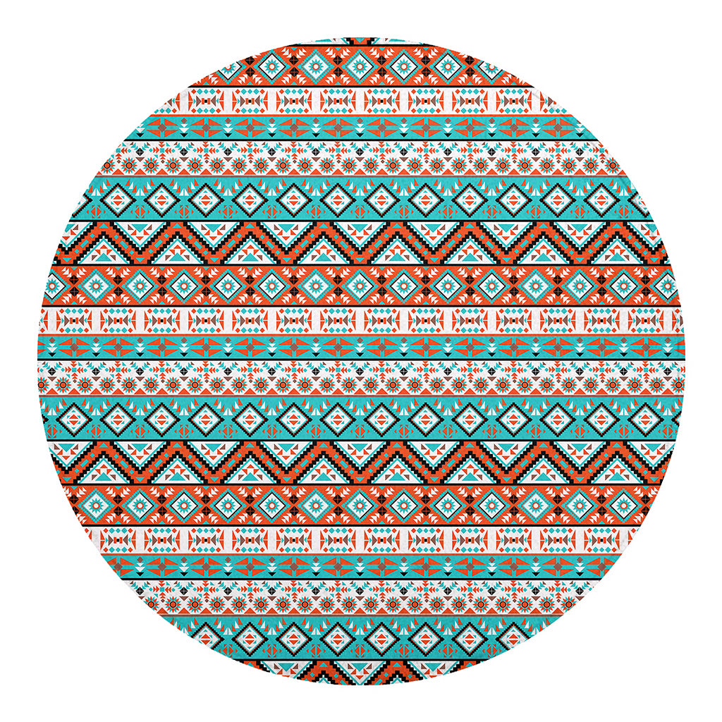 Navajo Geometric Pattern Print Round Blanket