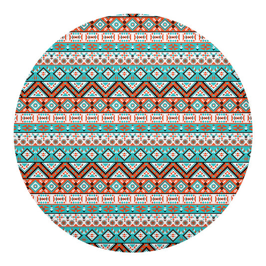 Navajo Geometric Pattern Print Round Blanket