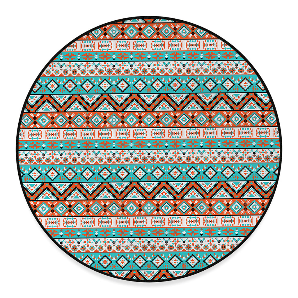 Navajo Geometric Pattern Print Round Floor Mat