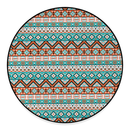 Navajo Geometric Pattern Print Round Floor Mat