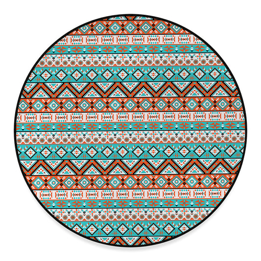 Navajo Geometric Pattern Print Round Floor Mat