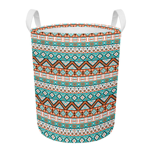 Navajo Geometric Pattern Print Round Laundry Basket