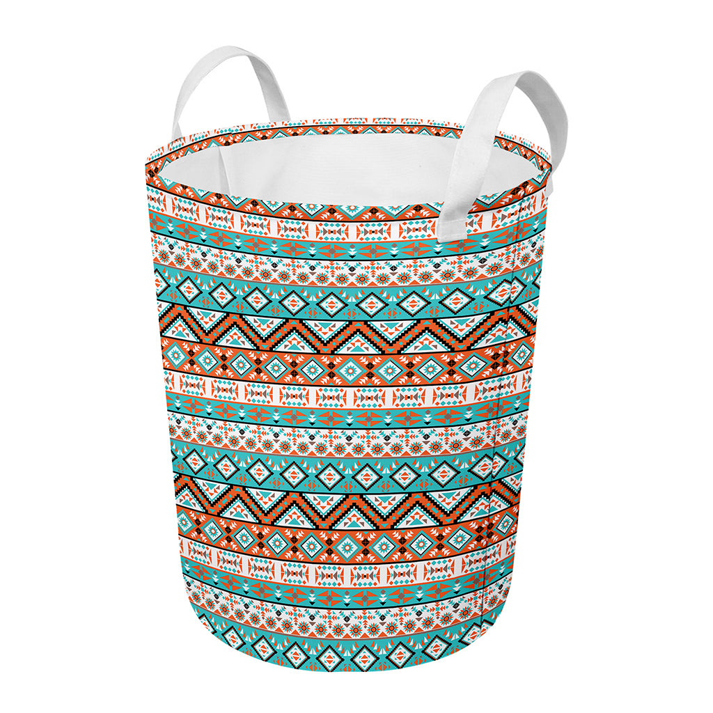 Navajo Geometric Pattern Print Round Laundry Basket