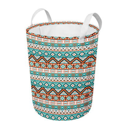 Navajo Geometric Pattern Print Round Laundry Basket
