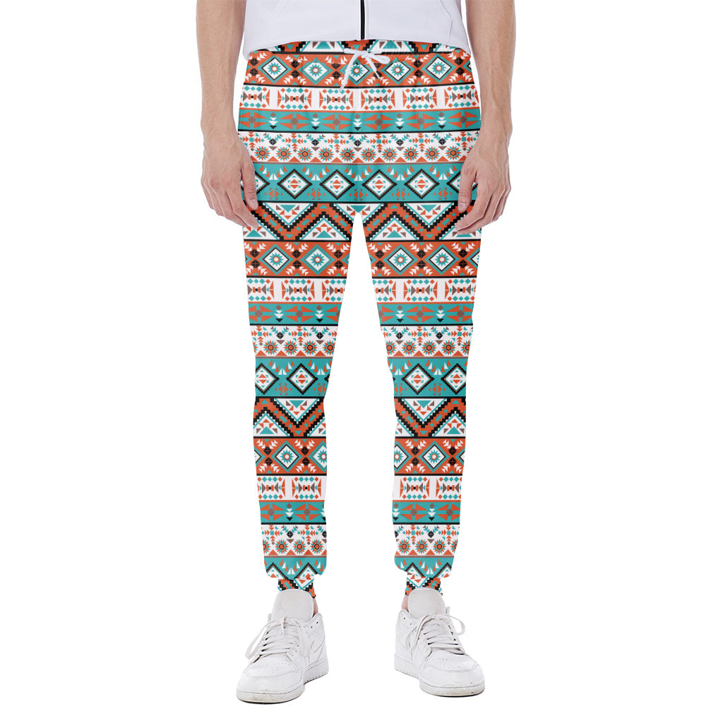Navajo Geometric Pattern Print Scuba Joggers