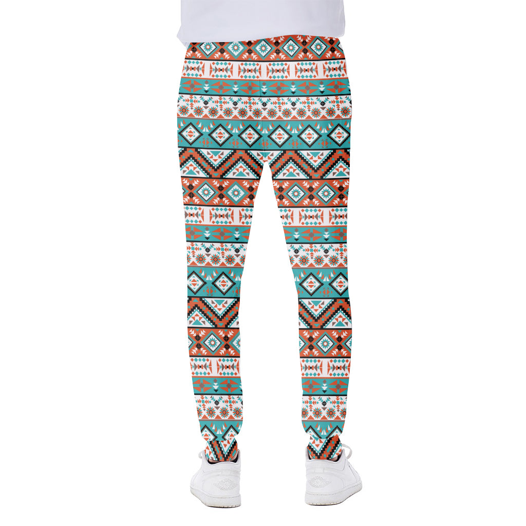 Navajo Geometric Pattern Print Scuba Joggers