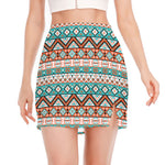 Navajo Geometric Pattern Print Side Slit Mini Skirt