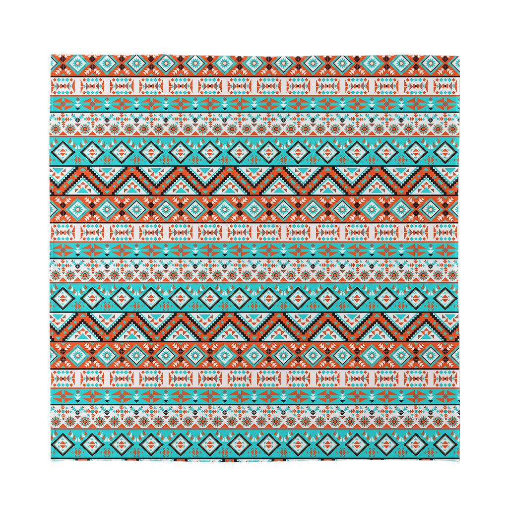 Navajo Geometric Pattern Print Silk Bandana