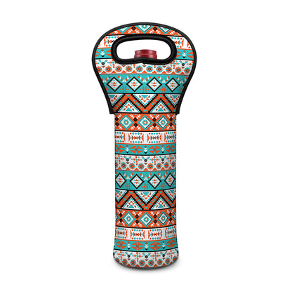 Navajo Geometric Pattern Print Single Neoprene Wine Tote