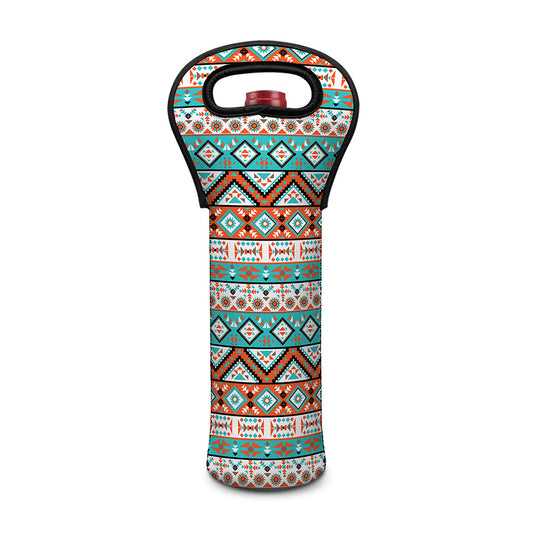 Navajo Geometric Pattern Print Single Neoprene Wine Tote