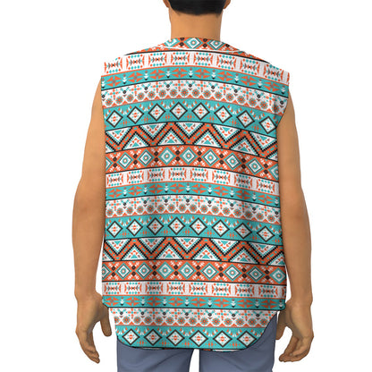 Navajo Geometric Pattern Print Sleeveless Baseball Jersey