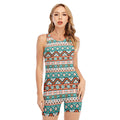Navajo Geometric Pattern Print Sleeveless One Piece Swimsuit