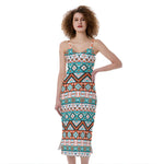 Navajo Geometric Pattern Print Slim Fit Midi Cami Dress