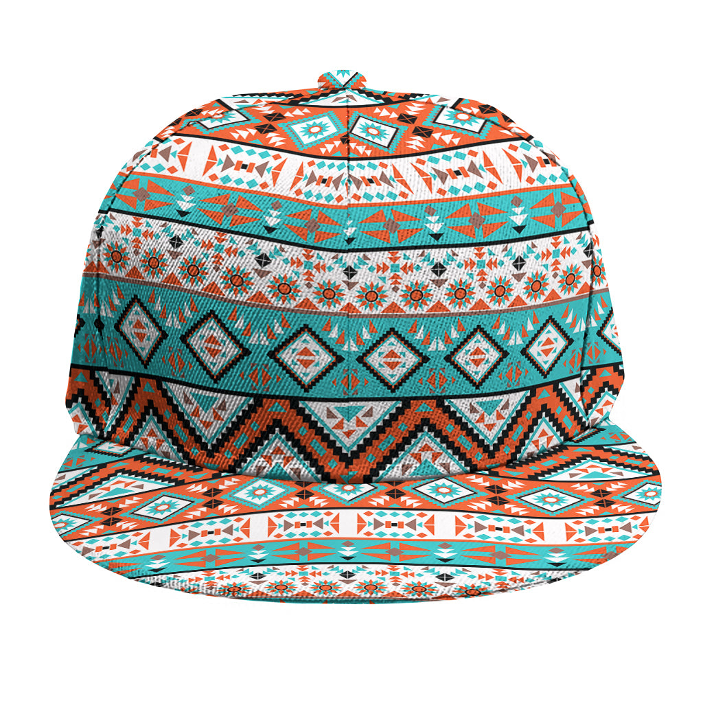 Navajo Geometric Pattern Print Snapback Cap