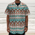 Navajo Geometric Pattern Print Textured Short Sleeve Shirt