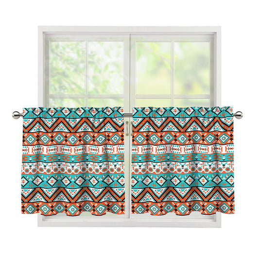 Navajo Geometric Pattern Print Tier Curtains
