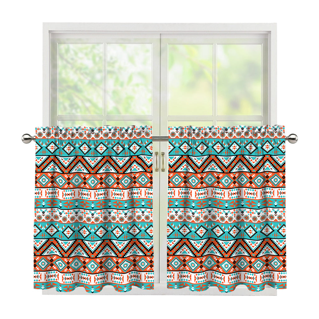 Navajo Geometric Pattern Print Tier Curtains