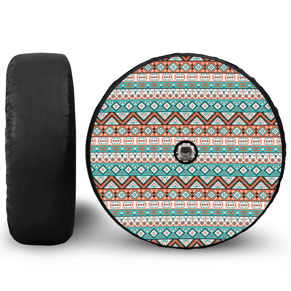 Navajo Geometric Pattern Print Tire Cover With Camera Hole