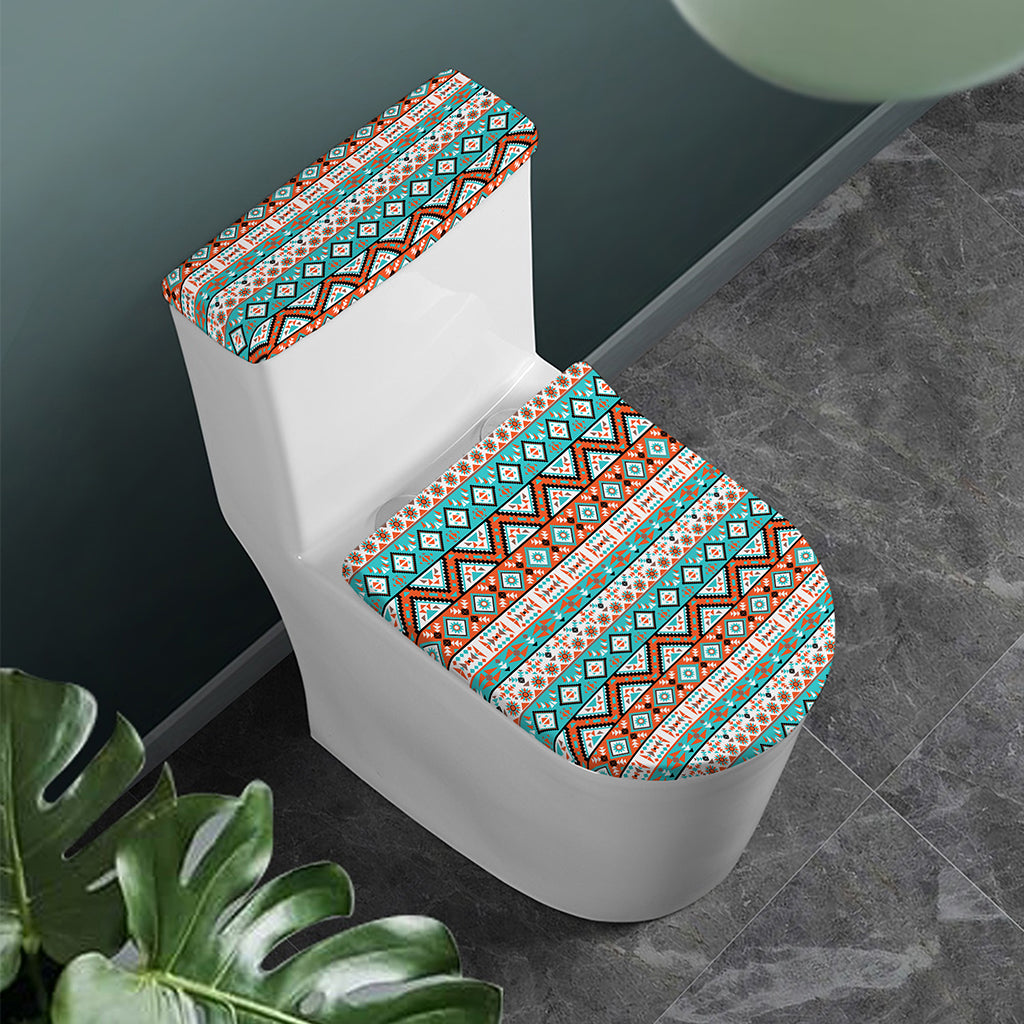 Navajo Geometric Pattern Print Toilet Lid And Tank Cover Set