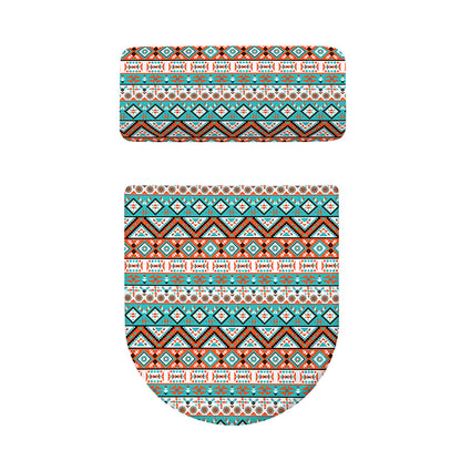 Navajo Geometric Pattern Print Toilet Lid And Tank Cover Set
