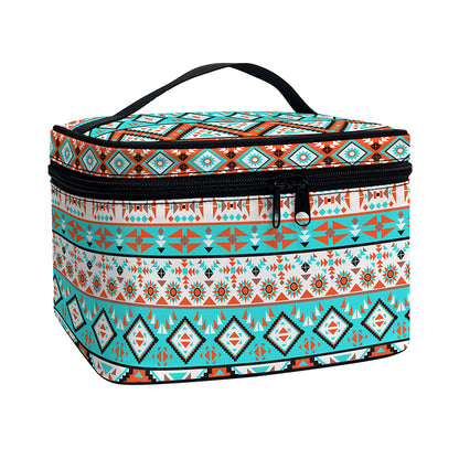 Navajo Geometric Pattern Print Travel Makeup Bag