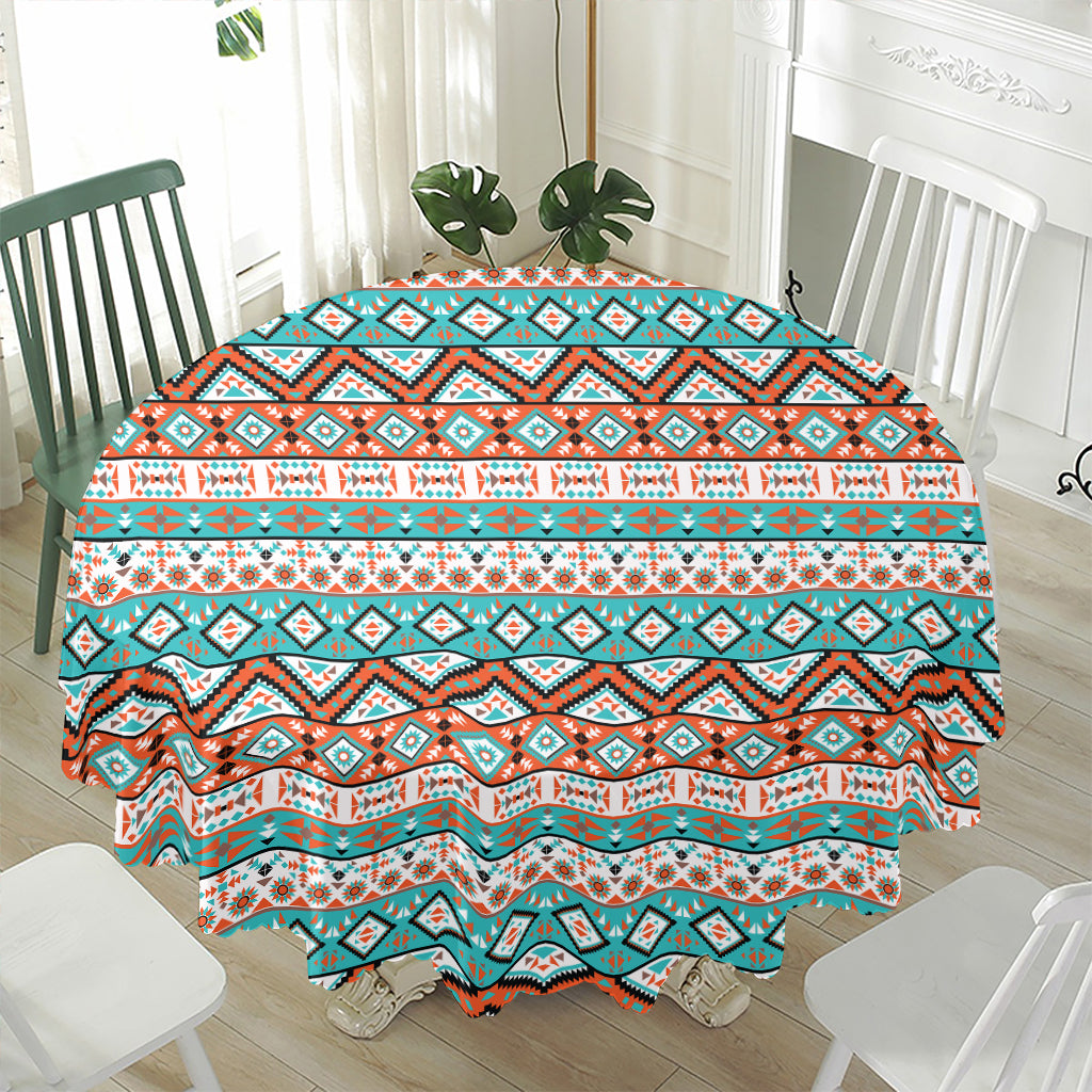 Navajo Geometric Pattern Print Waterproof Round Tablecloth