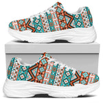 Navajo Geometric Pattern Print White Chunky Shoes