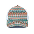 Navajo Geometric Pattern Print White Mesh Trucker Hat