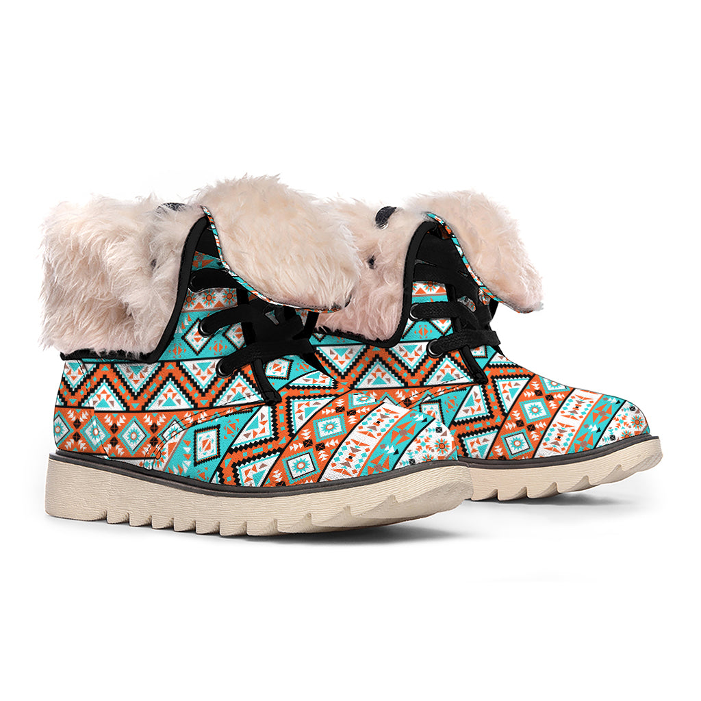 Navajo Geometric Pattern Print Winter Boots