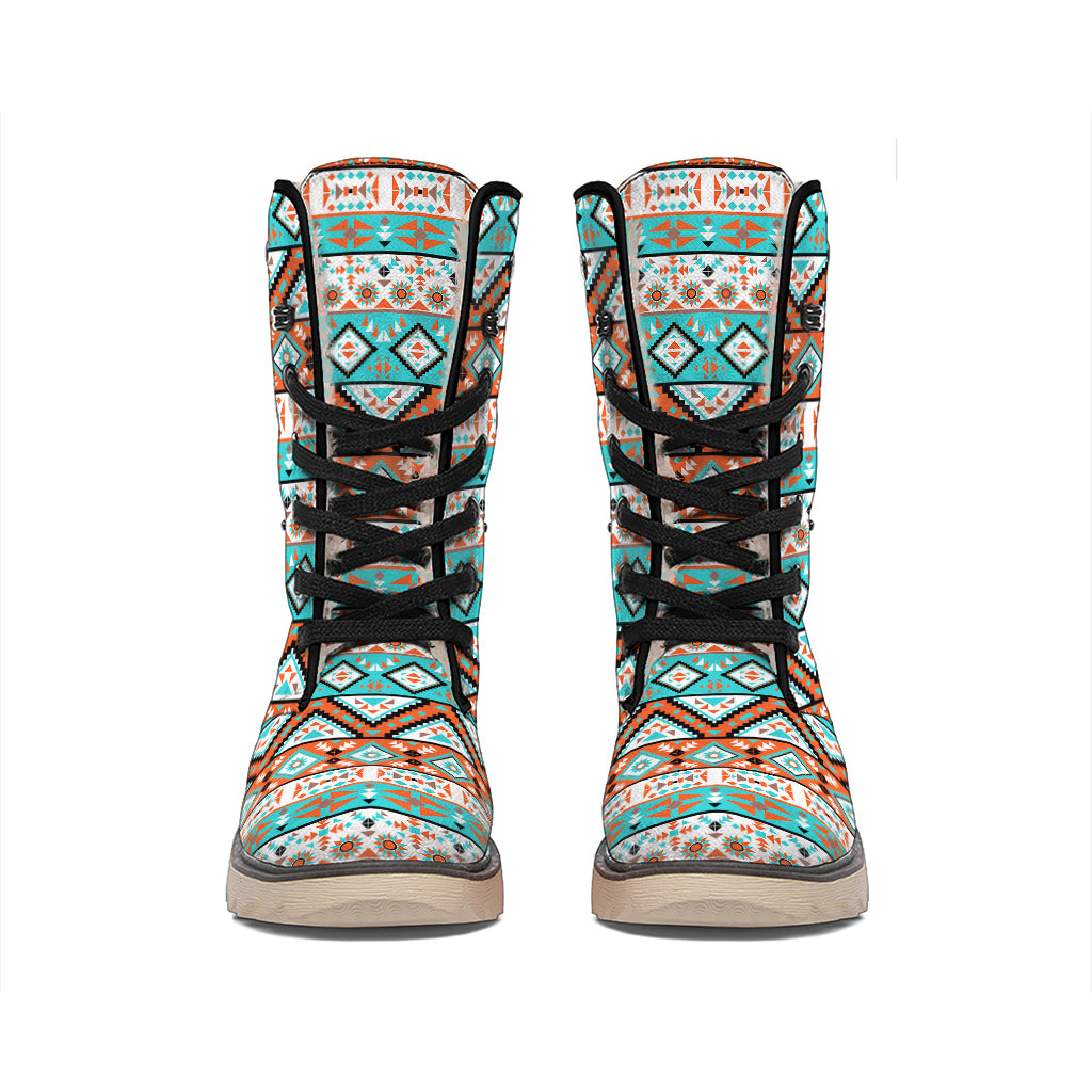 Navajo Geometric Pattern Print Winter Boots