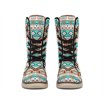 Navajo Geometric Pattern Print Winter Boots