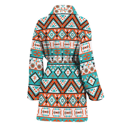 Navajo Geometric Pattern Print Women's Bathrobe