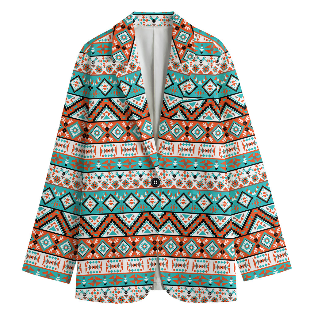 Navajo Geometric Pattern Print Women's Blazer