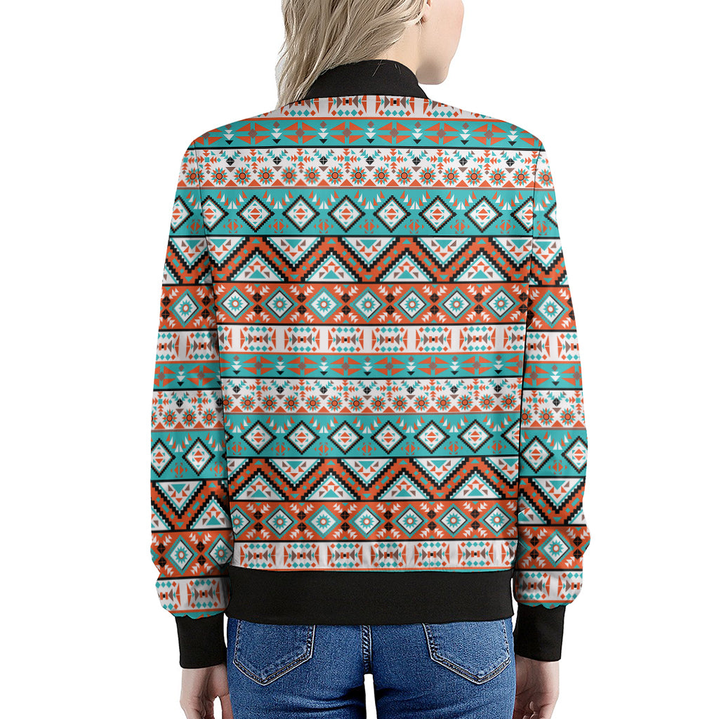 Navajo Geometric Pattern Print Women's Bomber Jacket