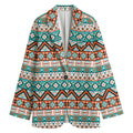 Navajo Geometric Pattern Print Women's Cotton Blazer